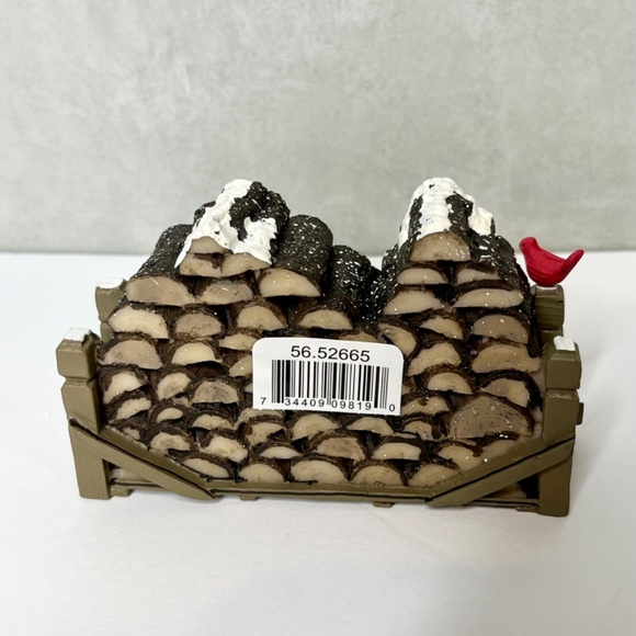 Department 56 Christmas Village Wooden Log Pile Cardinal Bird 56.52665 Landscape - Picture 4 of 5